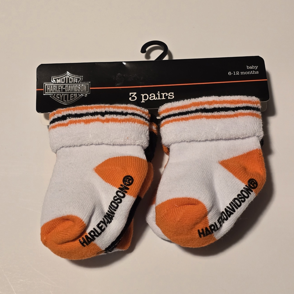 Harley Davidson Baby Socks 3 Pairs 6-12M